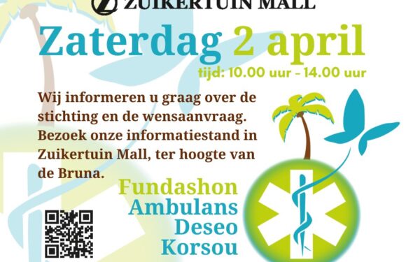 Fundashon Ambulans Deseo Korsou will be at Zuikertuintje on Saturday April 2nd